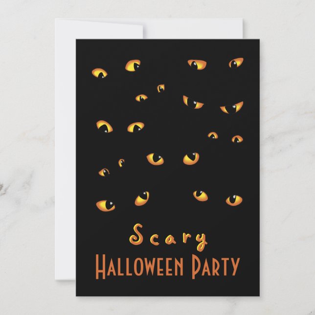 Gold Scary Eyes Invitations (Front)