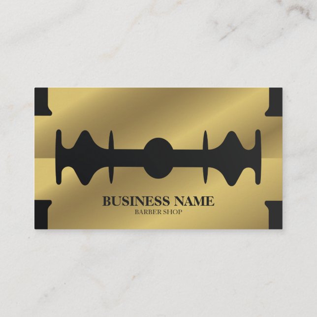 Gold Scissor Barber Professional Barber Shop Business Card (Back)