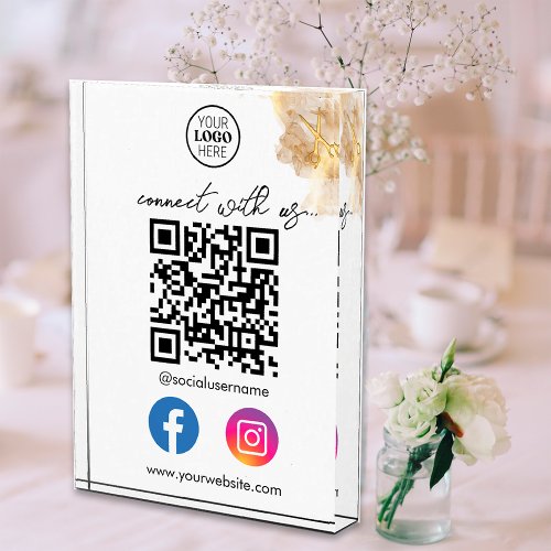 Gold Scissors Connect With Us QR Code Social Media Photo Block