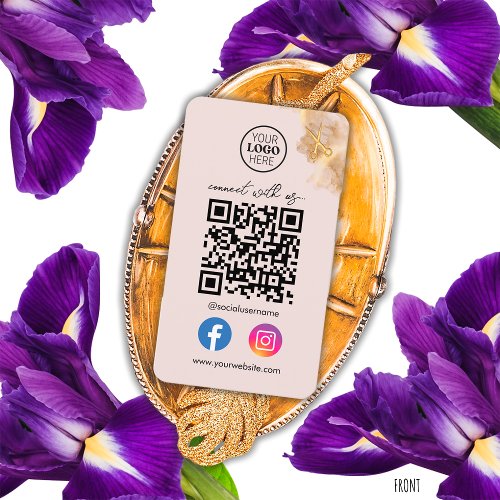 Gold Scissors Connect With Us Social Media QR Code Business Card