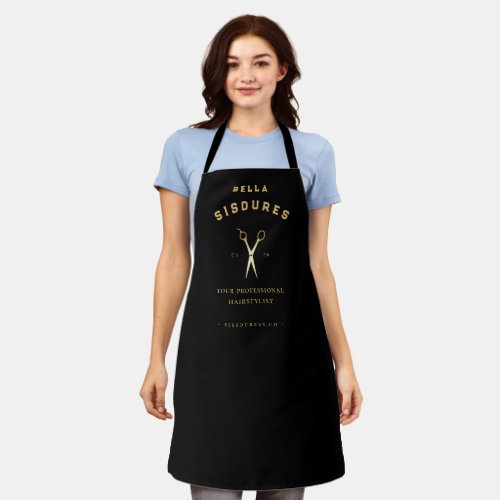 Gold Scissors Hairstylist Minimalist Employee Apron