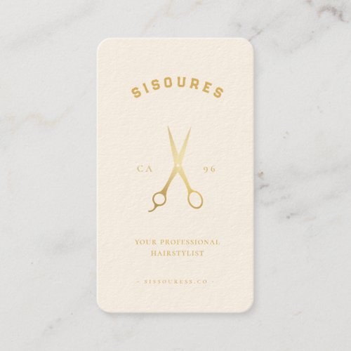 Gold Scissors Hairstylist Minimalist Qr Code Business Card