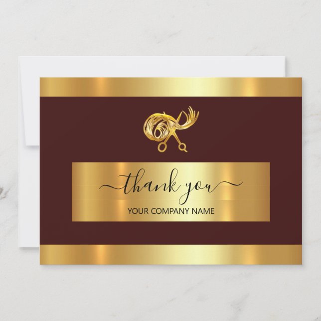  Gold Scissors LogoThank You Business Insert Card  (Front)