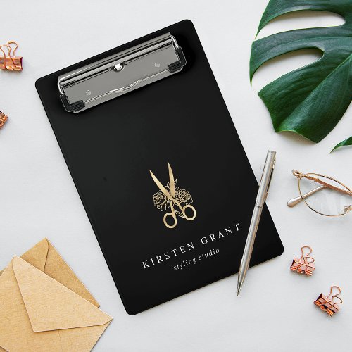 Gold Scissors Salon Logo Mini Clipboard