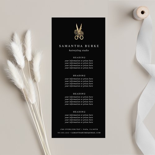Gold Scissors  Salon Pricing or Services Rack Card