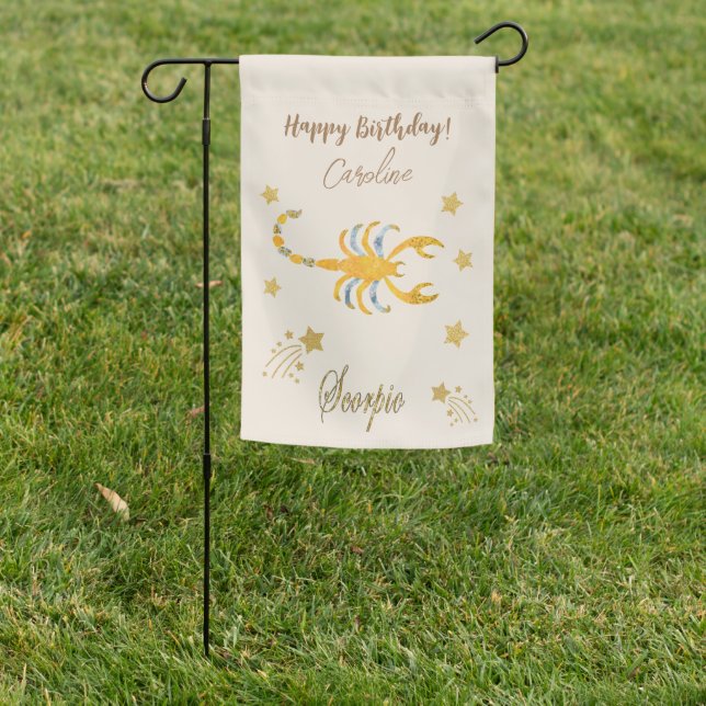 Gold Scorpio Zodiac Birthday  Garden Flag (In SItu)
