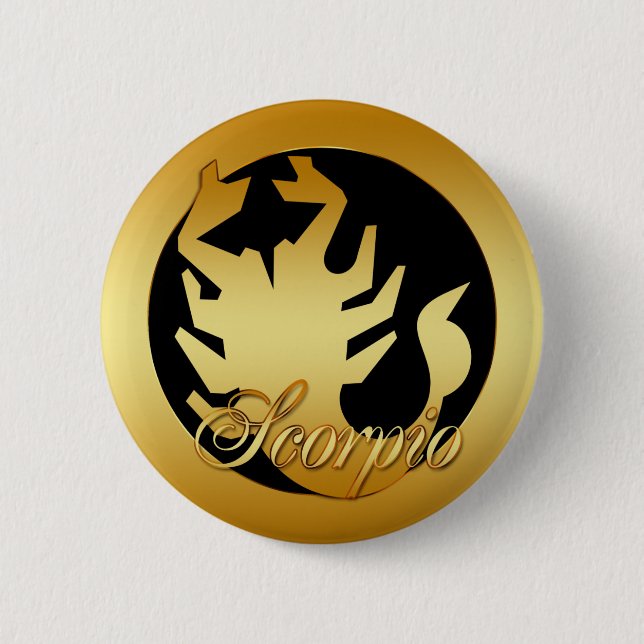GOLD SCORPIO ZODIAC SIGN BUTTON (Front)