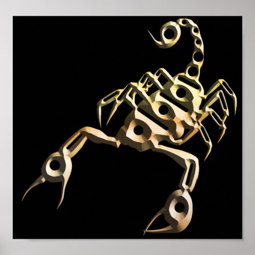 Gold Scorpion Bug Insect Art Poster