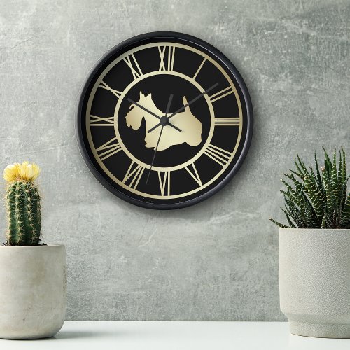 Gold Scottie Dog Clock
