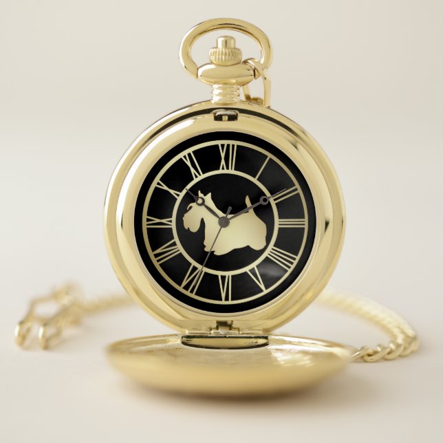 Gold Scottie Dog Pocket Watch (Inside)