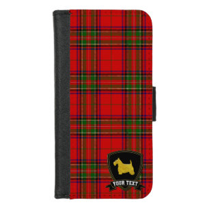 Gold Scottie Tartan Your Text iPhone 8/7 Wallet Case