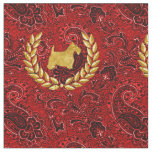 Gold Scottie Wreath Rich Red Paisley Fabric