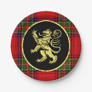 Gold Scottish Lion and Plaid Paper Plates