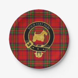 Gold Scottish Terrier Clan Crest Plaid Paper Plates