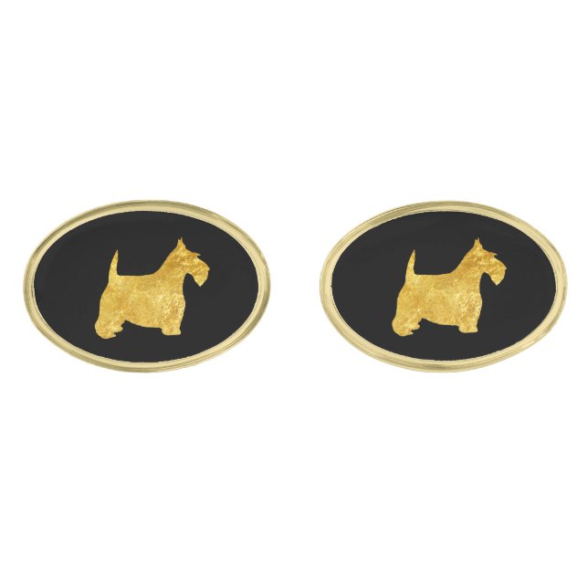 Gold Scottish Terrier Gold Cufflinks (Front)