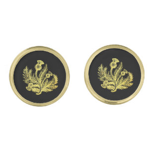 Gold Scottish Thistle Gold Cufflinks