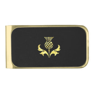 Gold Scottish Thistle Gold Finish Money Clip