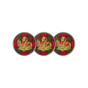 Gold Scottish Thistle on Plaid Golf Ball Marker