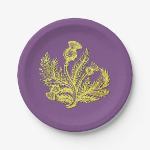 Gold Scottish Thistle Your Color Paper Plates
