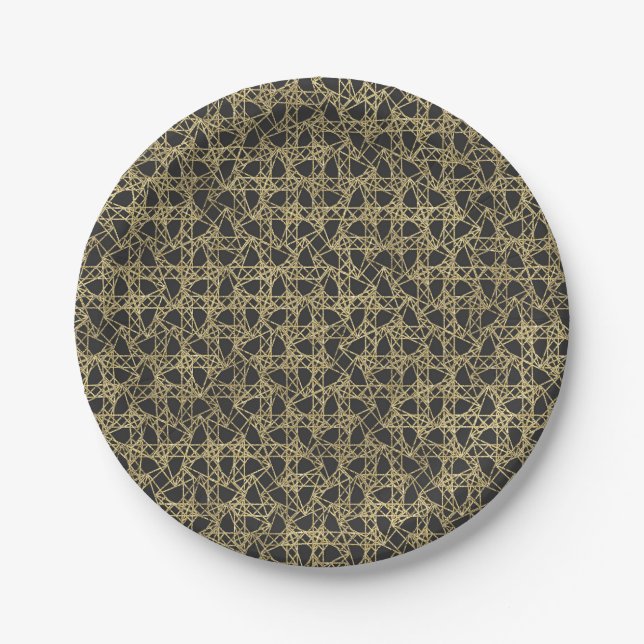 Gold Scratch Golden Modern Glamour Elegant Party Paper Plates (Front)