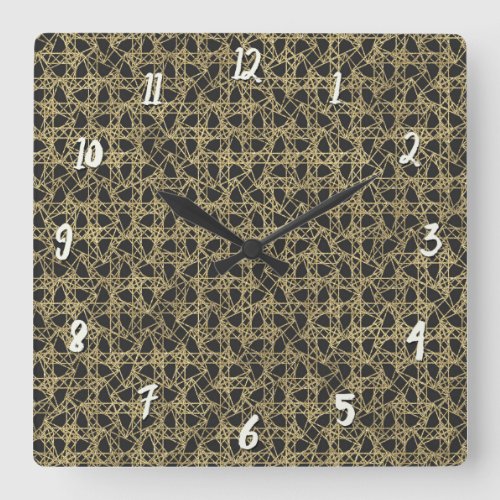 Gold Scratch Golden Modern Glamour Square Wall Clock