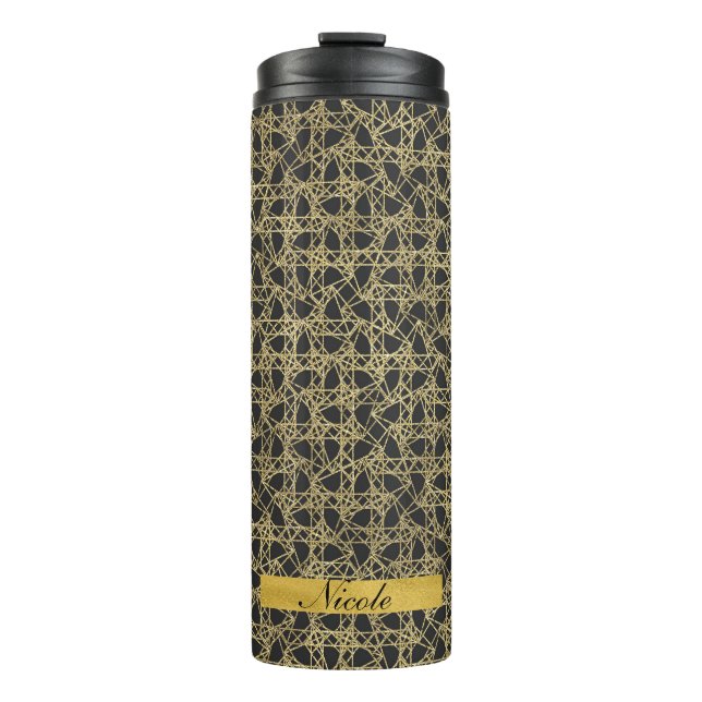 Gold Scratch Golden Modern Glamour Unique Elegant Thermal Tumbler (Front)