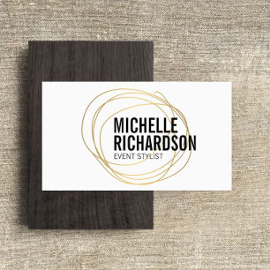 Gold Scribble with Bold Text Abstract Design Business Card