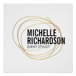 Gold Scribble with Bold Text Abstract Design Poster