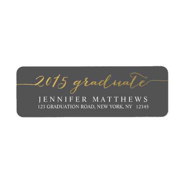 Gold Script 2015 | Graduation Address Label (Front)