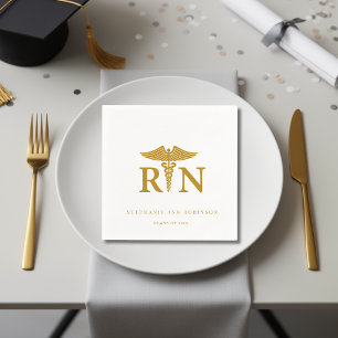 Gold Script 2025 Nurse Graduation Party  Napkins