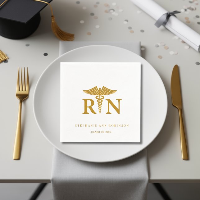 Gold Script 2025 Nurse Graduation Party  Napkins (Creator Uploaded)