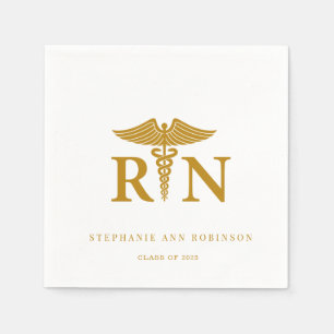 Gold Script 2025 Nurse Graduation Party  Napkins