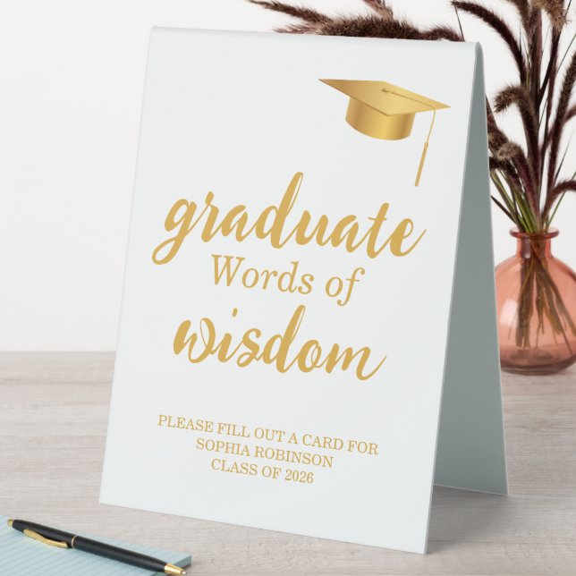 Gold Script 2026 Graduation Party Words Of Wisdom  Table Tent (In SItu (Table))