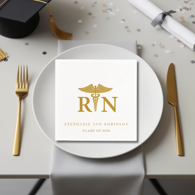 Gold Script 2026 Nurse Graduation Party  Napkins (Creator Uploaded)