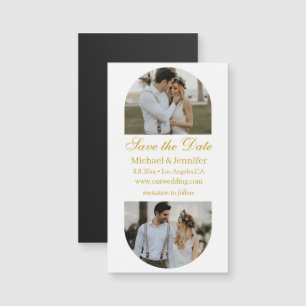 gold script 2 arch photos save the date magnet