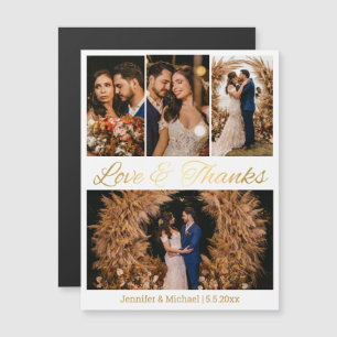 Gold Script 4 Photo Wedding Thank You Magnet