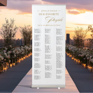 Gold Script Alphabetical Wedding Seating Chart Retractable Banner