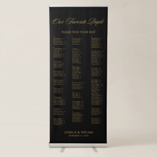 Gold Script Alphabetical Wedding Seating Chart Retractable Banner