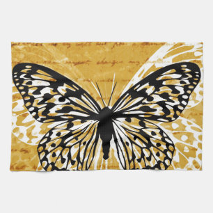 Gold script and butterfly kitchen towel