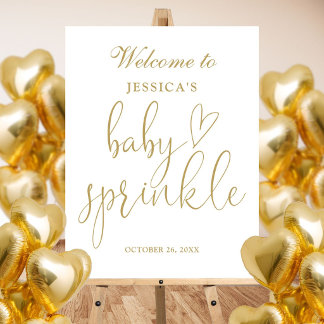 Gold Script Baby Sprinkle Shower Welcome Sign