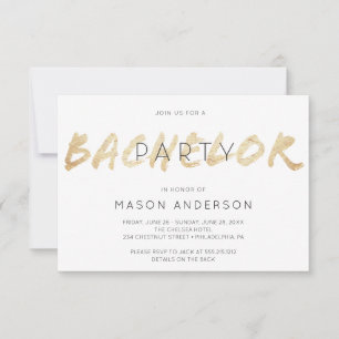 Gold Script Bachelor Party Weekend Invitation