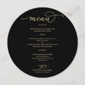 Gold Script Black Circle Menu Card For Plate | Zazzle