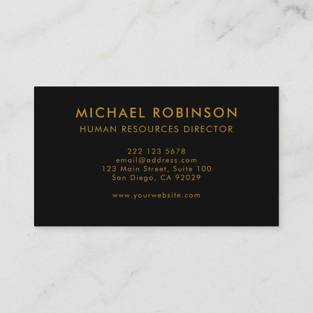 Gold Script Black Minimalist Modern Professional  Business Card (Back)
