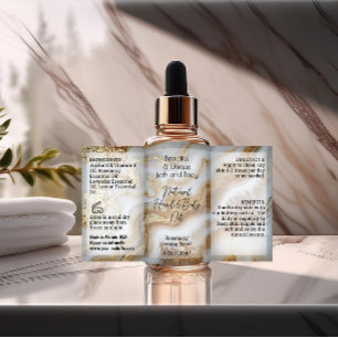 Gold Script Bottle Label 4oz Oil Dropper Product