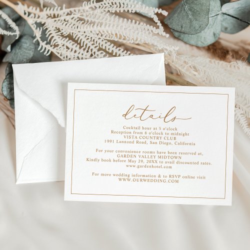 Gold Script Budget Wedding Details Enclosure Cards