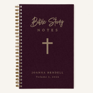 Gold Script Burgundy Leather Look Bible Study Notebook