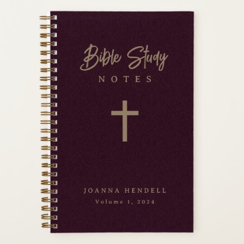 Gold Script Burgundy Leather Look Bible Study Notebook