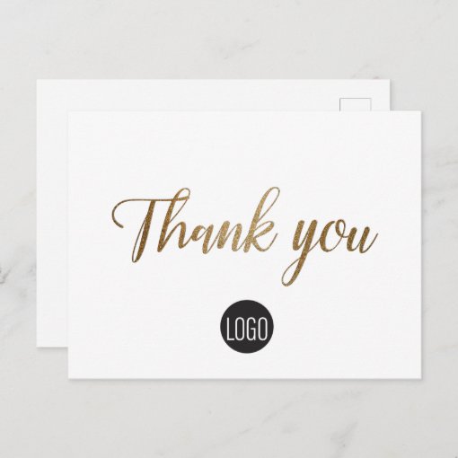 Gold script Business Thank you Postcard | Zazzle