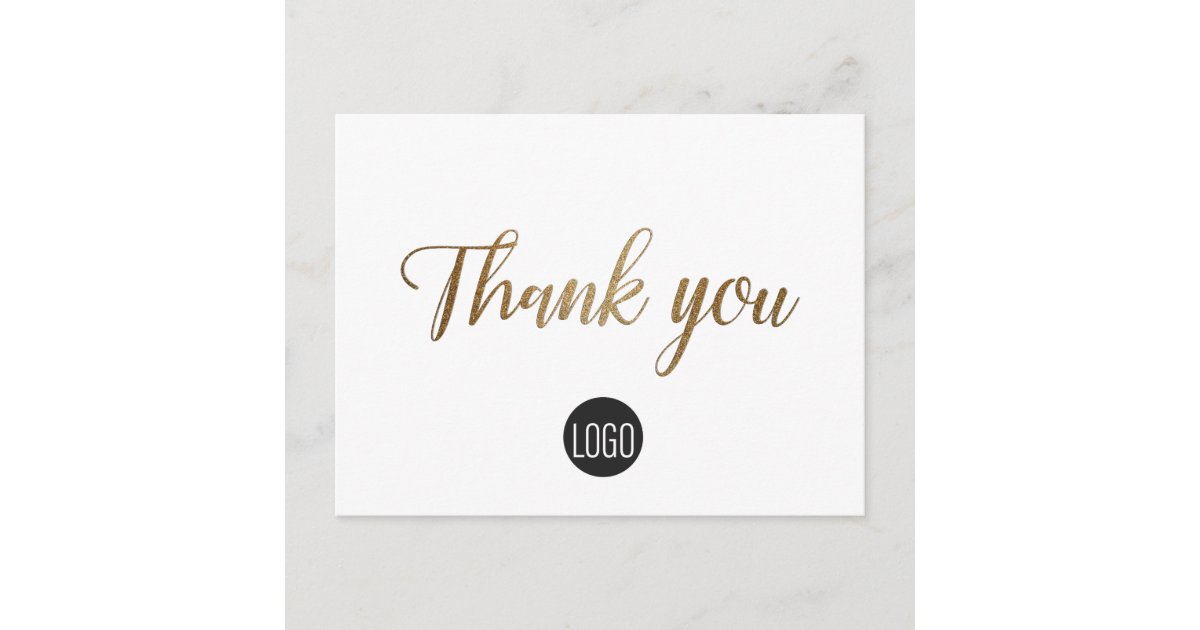 Gold script Business Thank you Postcard | Zazzle