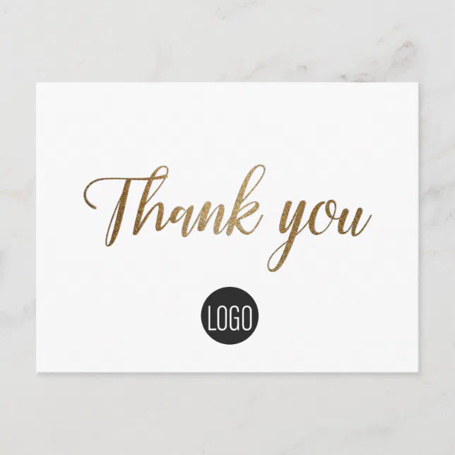 Gold script Business Thank you Postcard | Zazzle